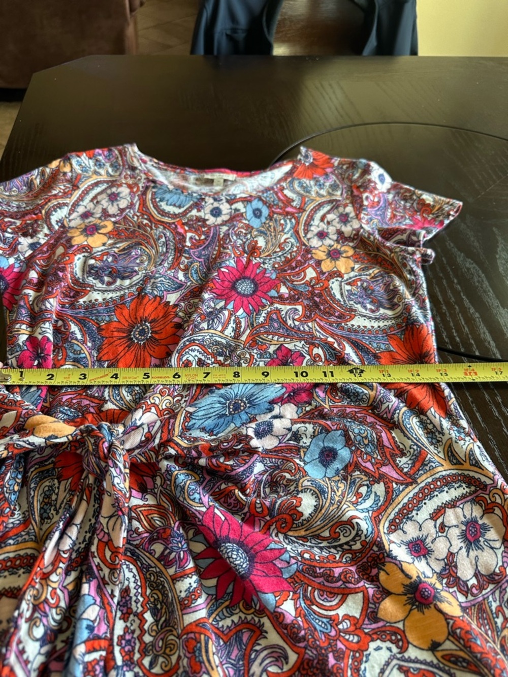 Talbots Paisley Floral Faux Wrap Dress - Red, Pink, Blue, Cream - Picture 4 of 6